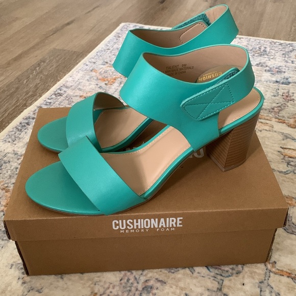 Vegan cushionaire memory foam turquoise sandals - Picture 4 of 8